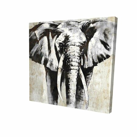 FONDO 32 x 32 in. Greyscale Elephant-Print on Canvas FO2790579